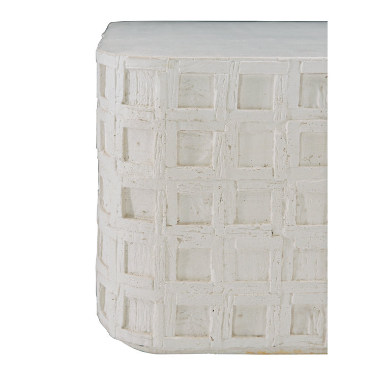 White Square Concrete Coffee Table with Storage