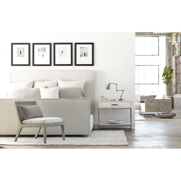 Transitional Greige California King Upholstered Bed with Wood Frame