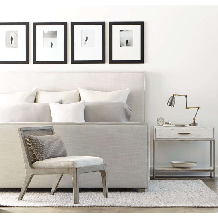 Transitional Greige California King Upholstered Bed with Wood Frame