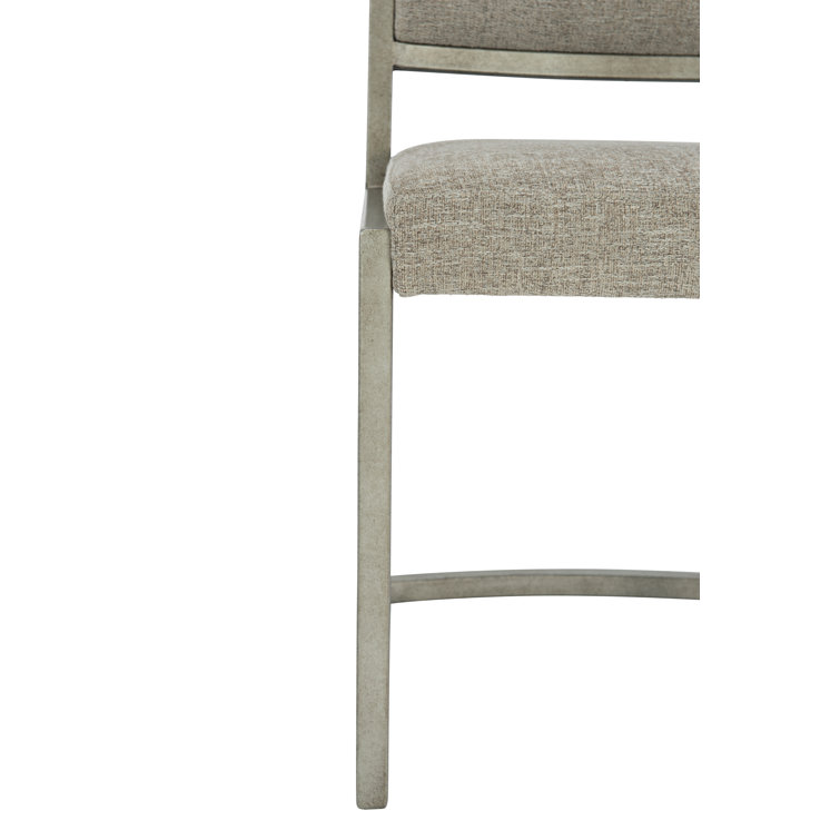 Ames Transitional Beige Leather Side Chair with Metal Frame