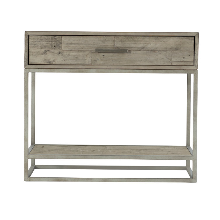 Gray Wood and Metal 1-Drawer Nightstand