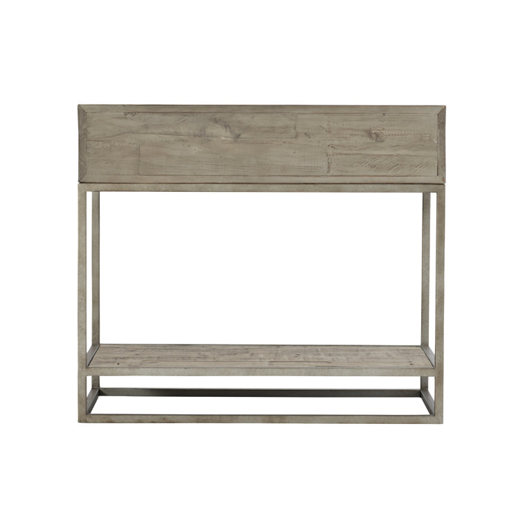 Gray Wood and Metal 1-Drawer Nightstand