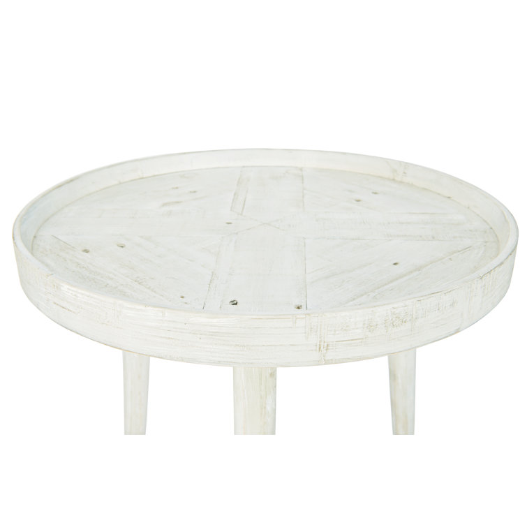 Transitional Booker 24" Round White Wood End Table