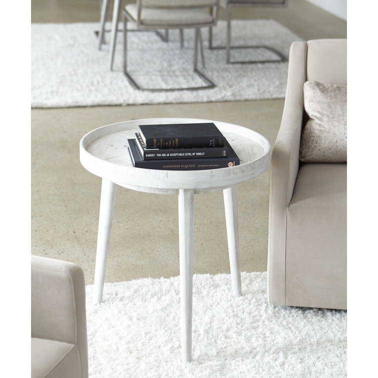 Transitional Booker 24" Round White Wood End Table
