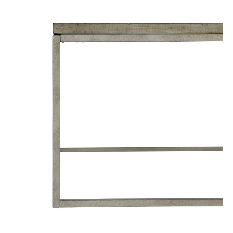 Gray Rectangular Wood Coffee Table with Storage