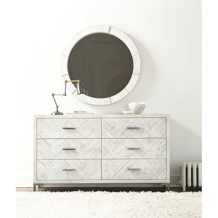 Macauley Brushed White 6-Drawer Industrial Dresser