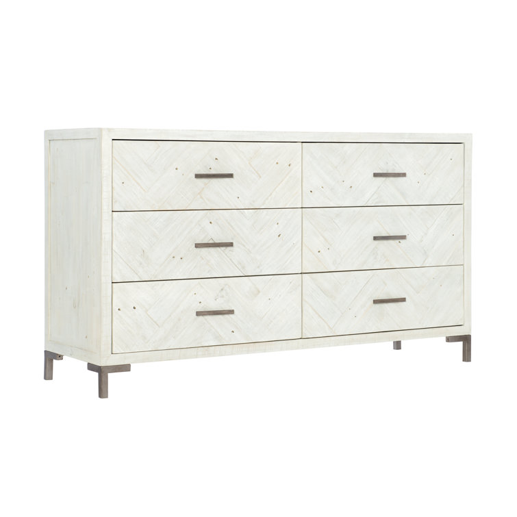 Macauley Brushed White 6-Drawer Industrial Dresser