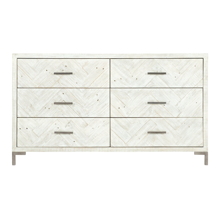 Macauley Brushed White 6-Drawer Industrial Dresser