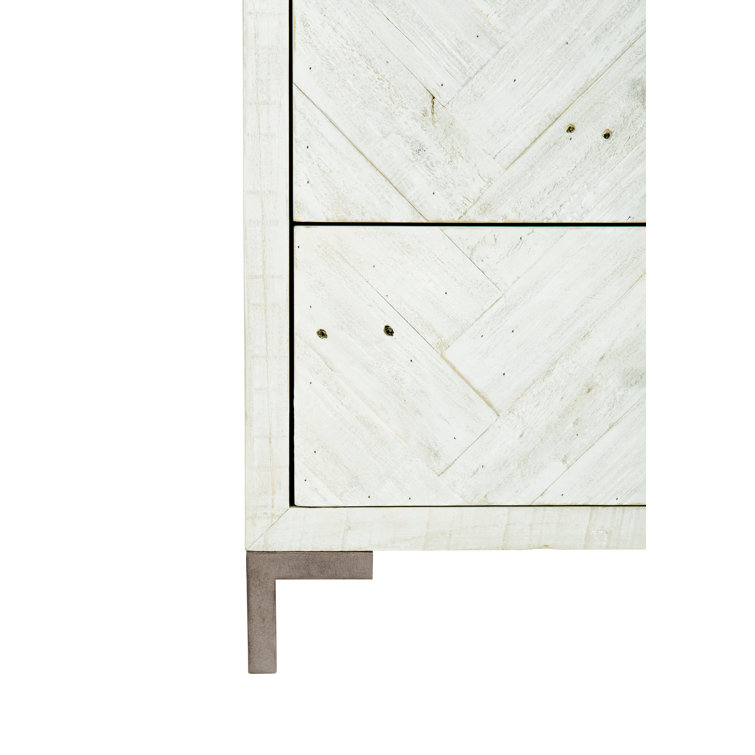 Macauley Brushed White 6-Drawer Industrial Dresser
