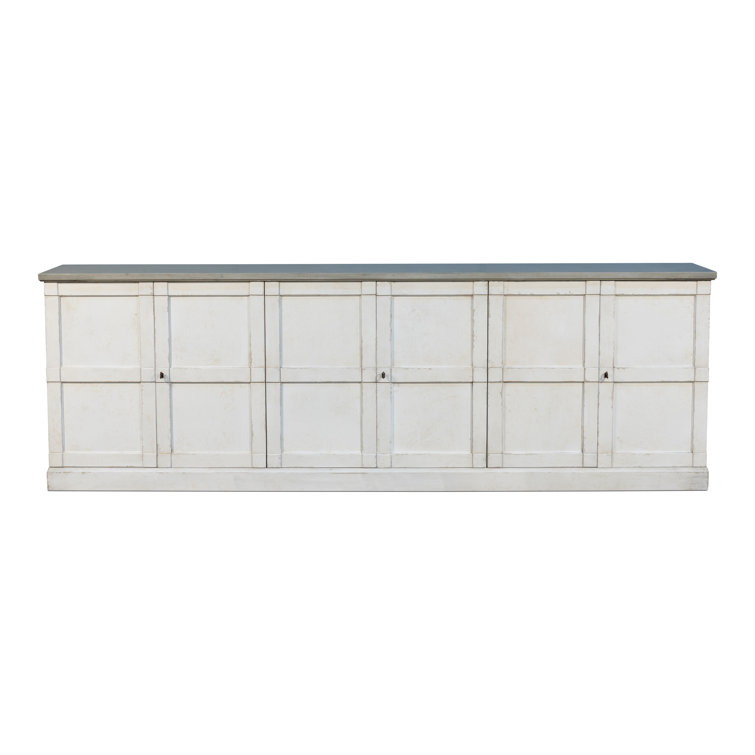 Luciana 112'' White and Gray Wood Buffet with 6 Doors