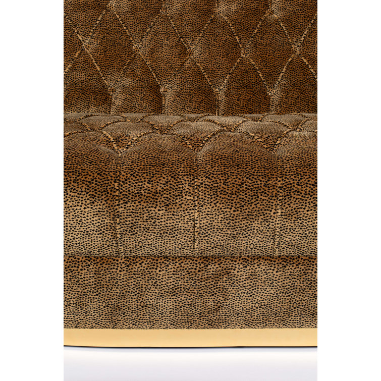 Brown Velvet Tufted Round Arm Sofa, 71''
