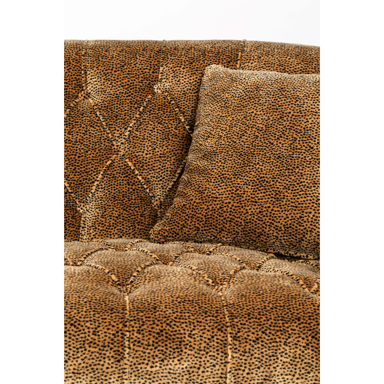 Brown Velvet Tufted Round Arm Sofa, 71''