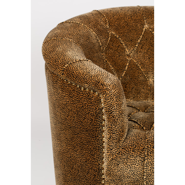 Brown Velvet Tufted Round Arm Sofa, 71''