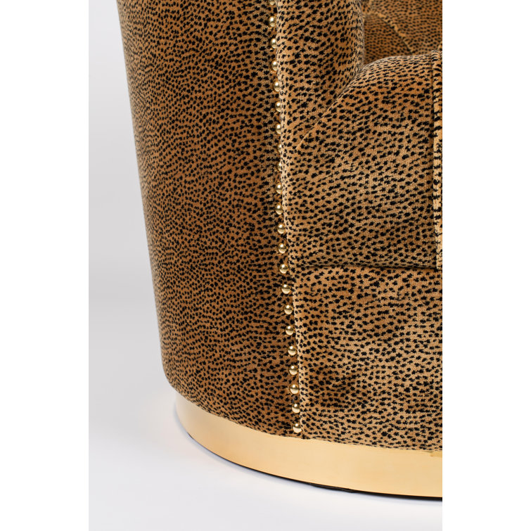 Brown Velvet Tufted Round Arm Sofa, 71''