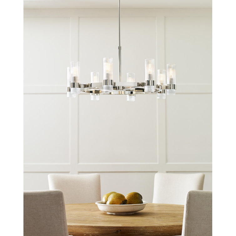 Geneva Polished Nickel 8-Light Chandelier with Clear Glass Shades