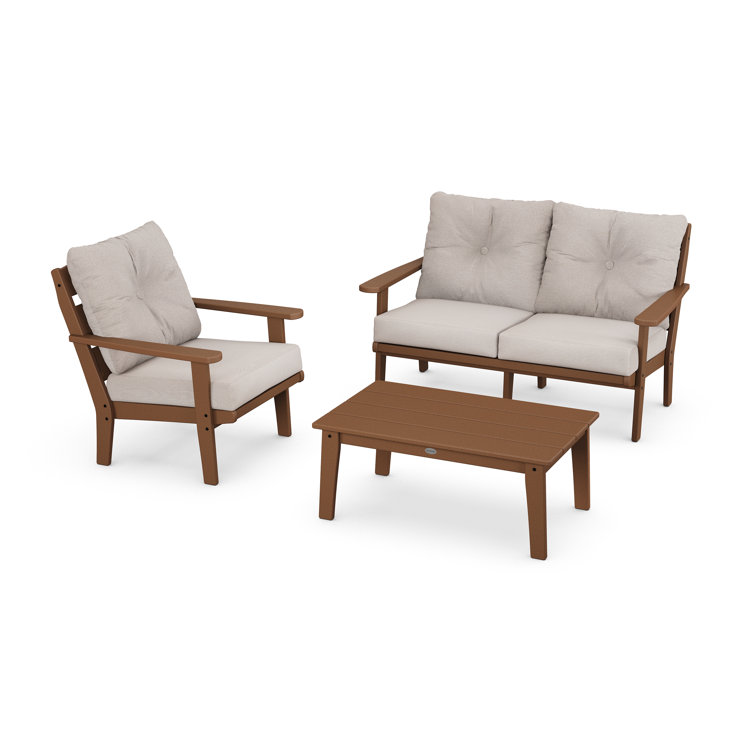 Teak and Dune Burlap 3-Piece Deep Seating Set