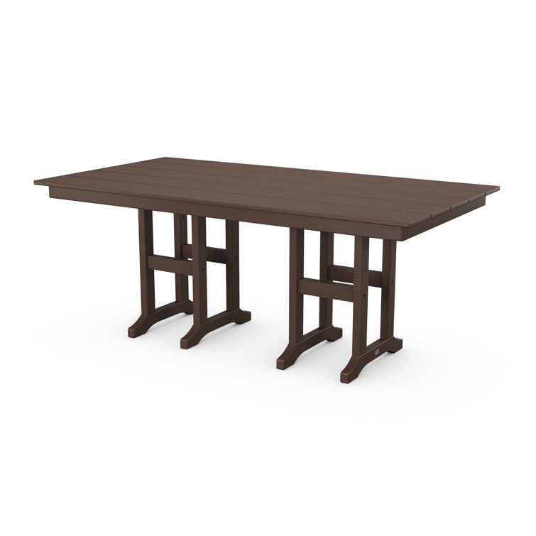 Mahogany 37" x 72" Farmhouse Outdoor Dining Table with Plank Top
