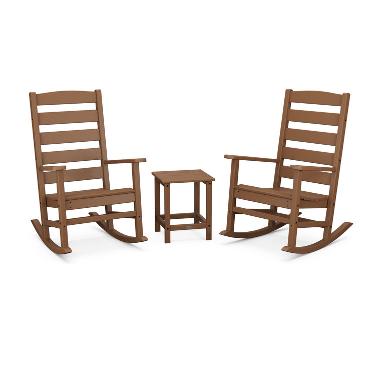 Teak 3-Piece All-Weather Porch Rocking Chair Set