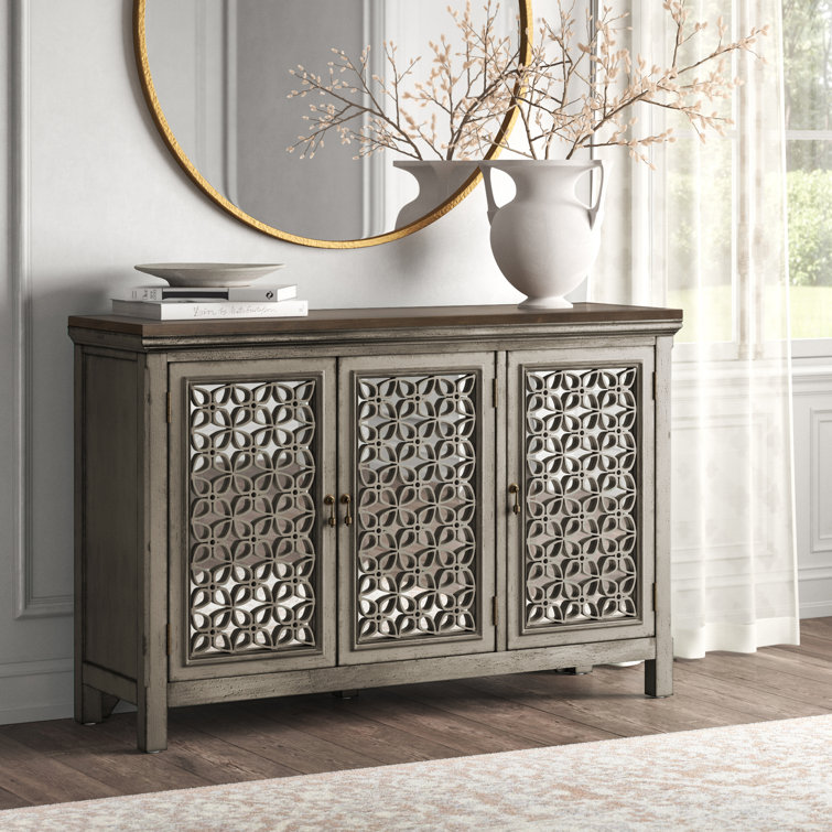 Westridge 56'' White and Brown Transitional Sideboard with Adjustable Shelving