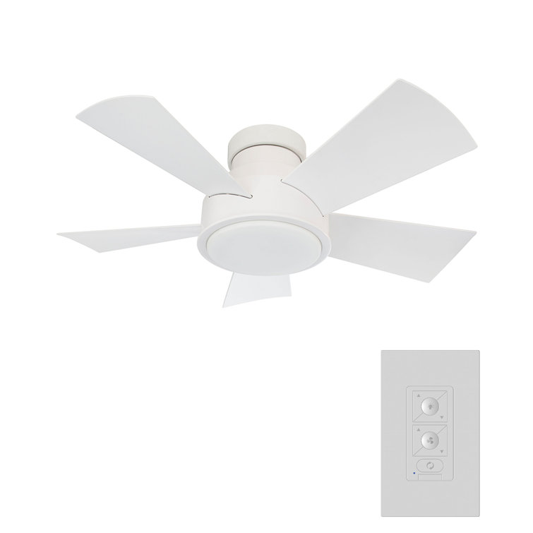 Vox 38" Matte White Smart Flush Mount Ceiling Fan with LED