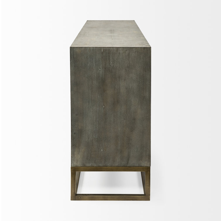 Dezi 70'' Natural Wood Farmhouse Sideboard with Brass Accents