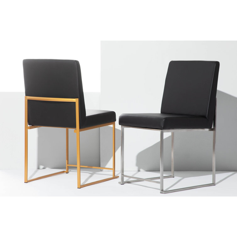 Fuji Contemporary High Back Faux Leather Dining Chair in Black