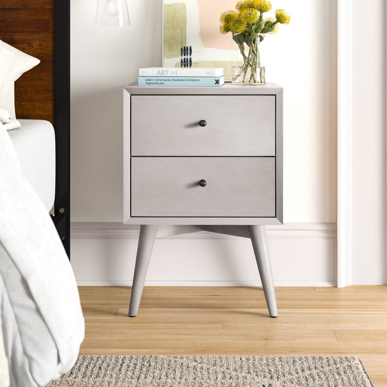 Transitional Gray Mahogany 2-Drawer Nightstand