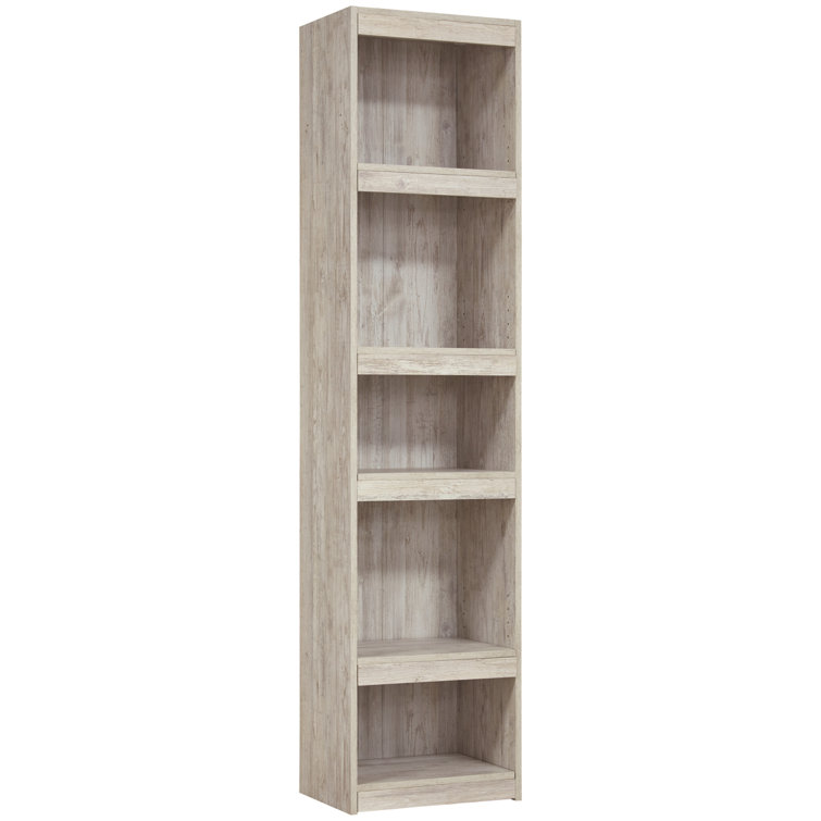 Adjustable White Wood Transitional Bookcase with Cubes