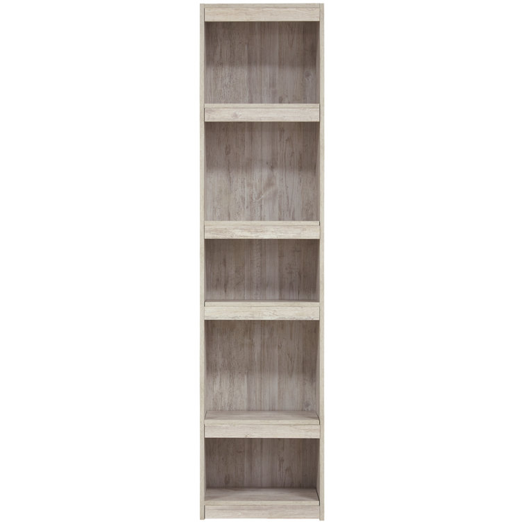 Adjustable White Wood Transitional Bookcase with Cubes