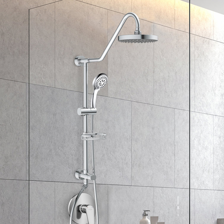 Chrome Adjustable Height Rain Shower System with Handheld