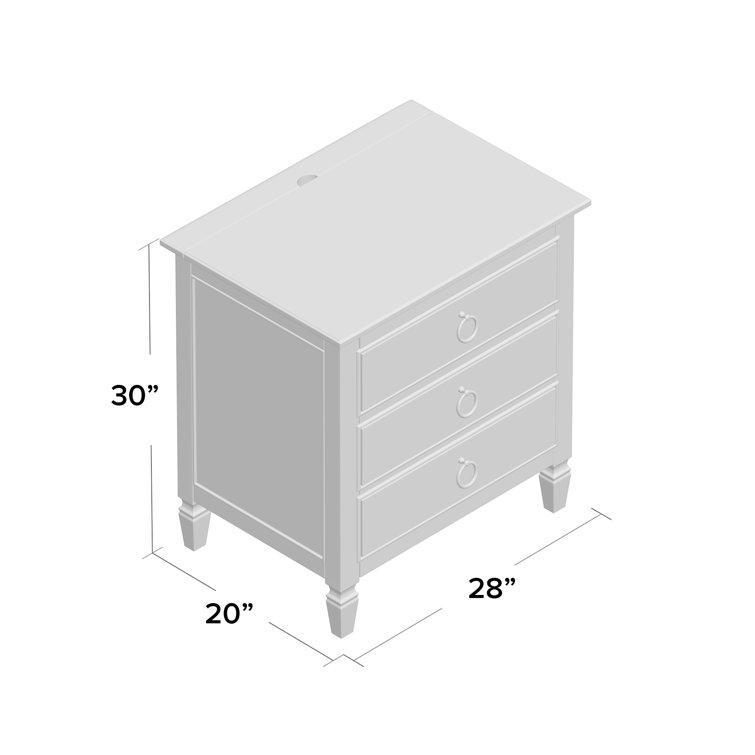 Cream Coastal 3-Drawer Maple Veneer Nightstand
