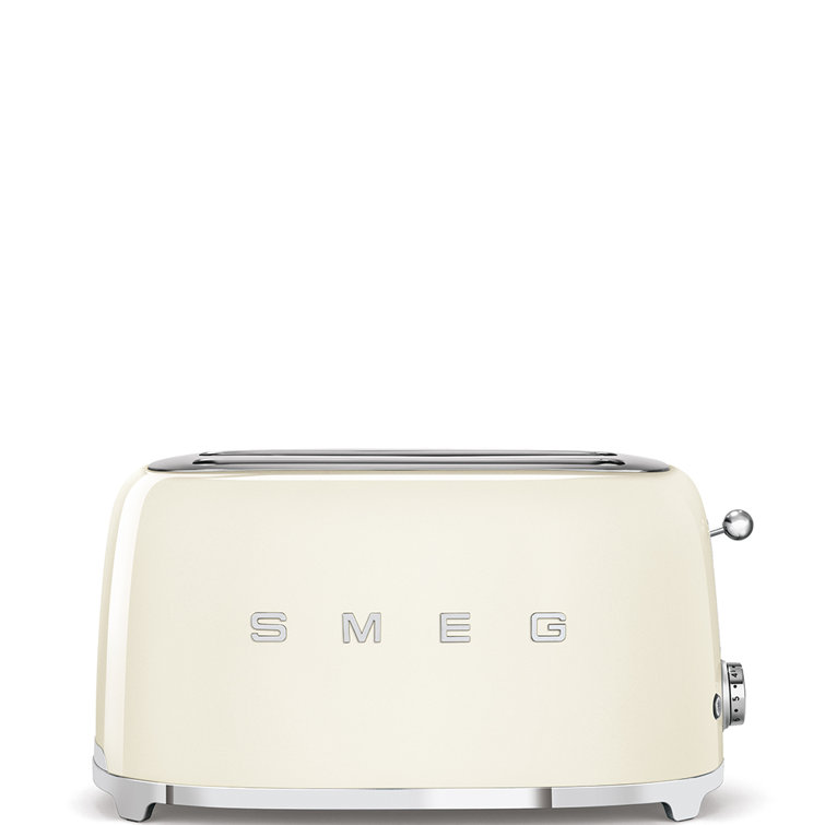 Cream Stainless Steel 4-Slice Wide Slot Retro Toaster