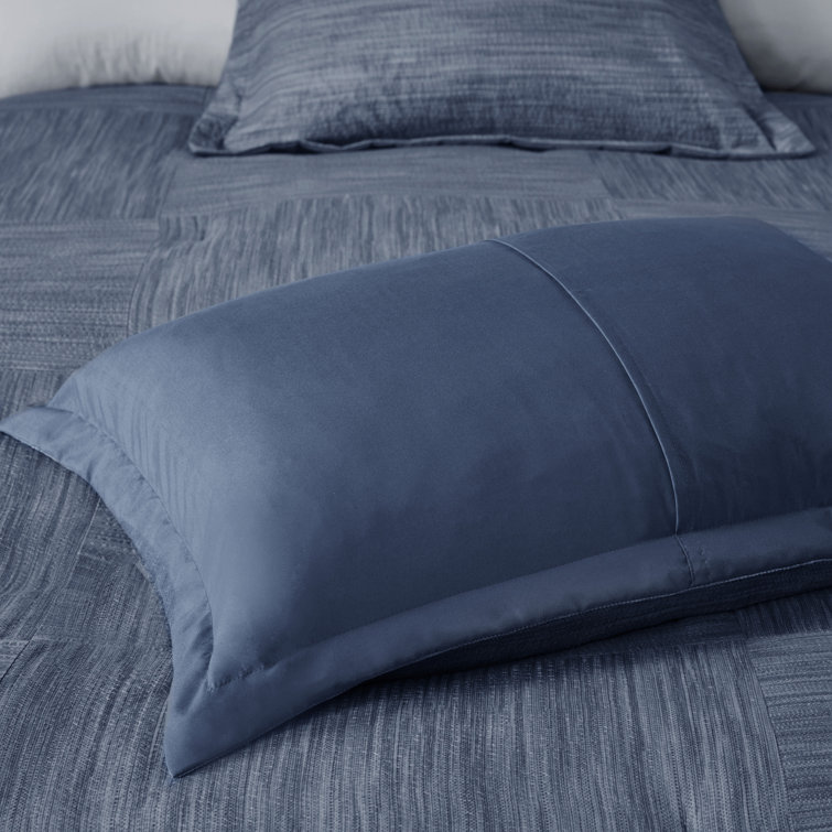 Navy Queen Reversible Microfiber Comforter Set