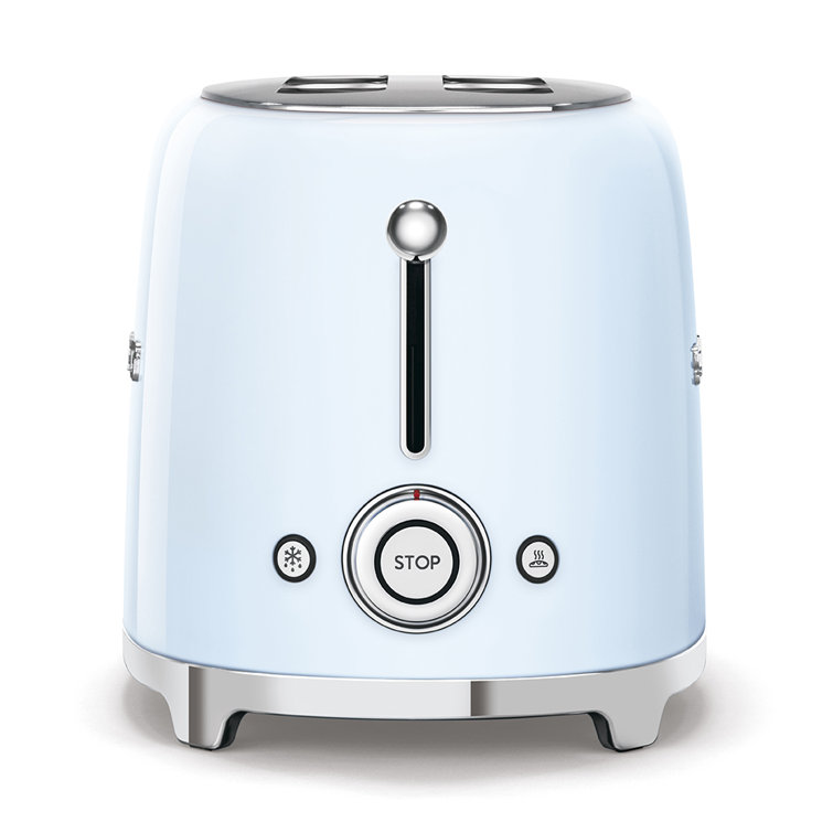 Pastel Blue Stainless Steel 2-Slice Toaster with Wide Slot