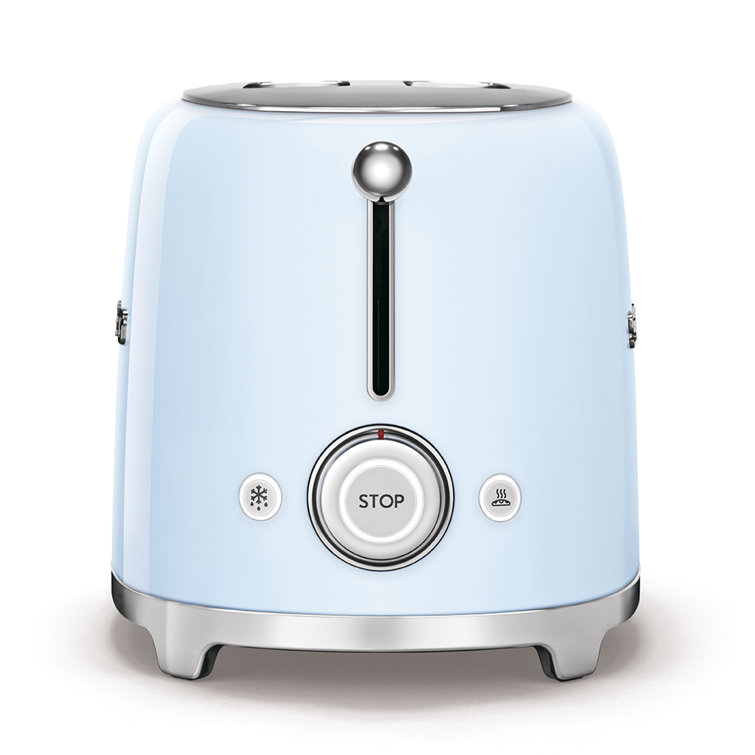 Pastel Blue Stainless Steel 2-Slice Toaster with Wide Slot
