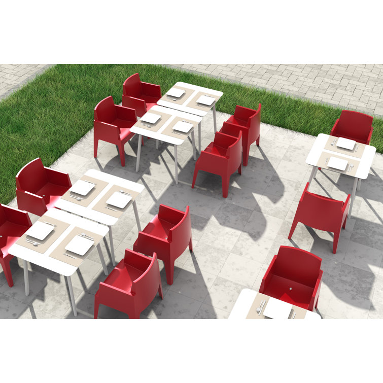 White Square Synthetic Laminate Outdoor Dining Table