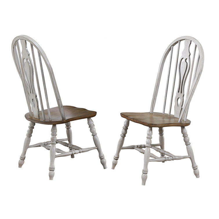 Distressed Light Gray Solid Wood Windsor Side Chair
