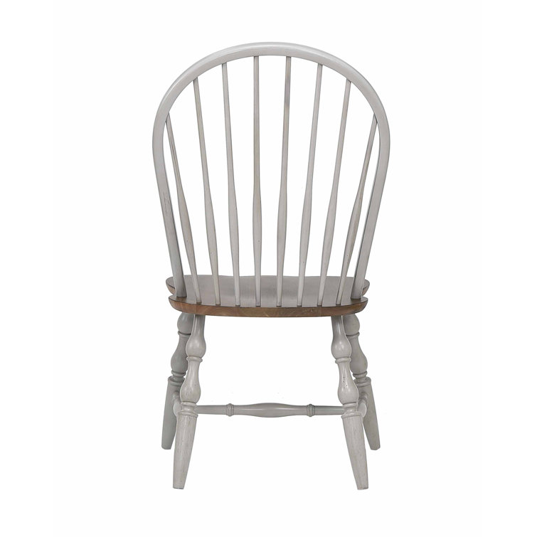 Light Gray and Nutmeg Brown High Windsor Wood Side Chair