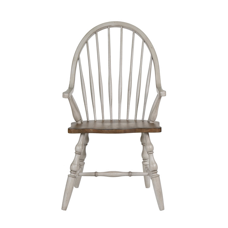 Light Gray Solid Wood High Windsor Arm Chair