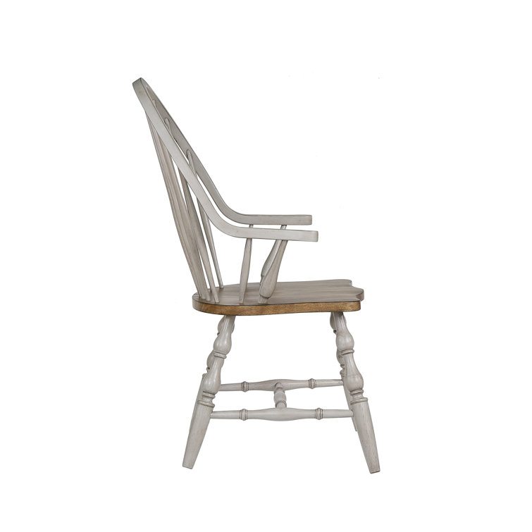 Light Gray Solid Wood High Windsor Arm Chair