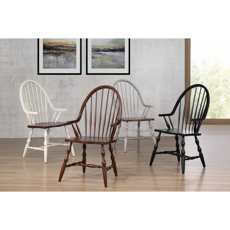 Light Gray Solid Wood High Windsor Arm Chair
