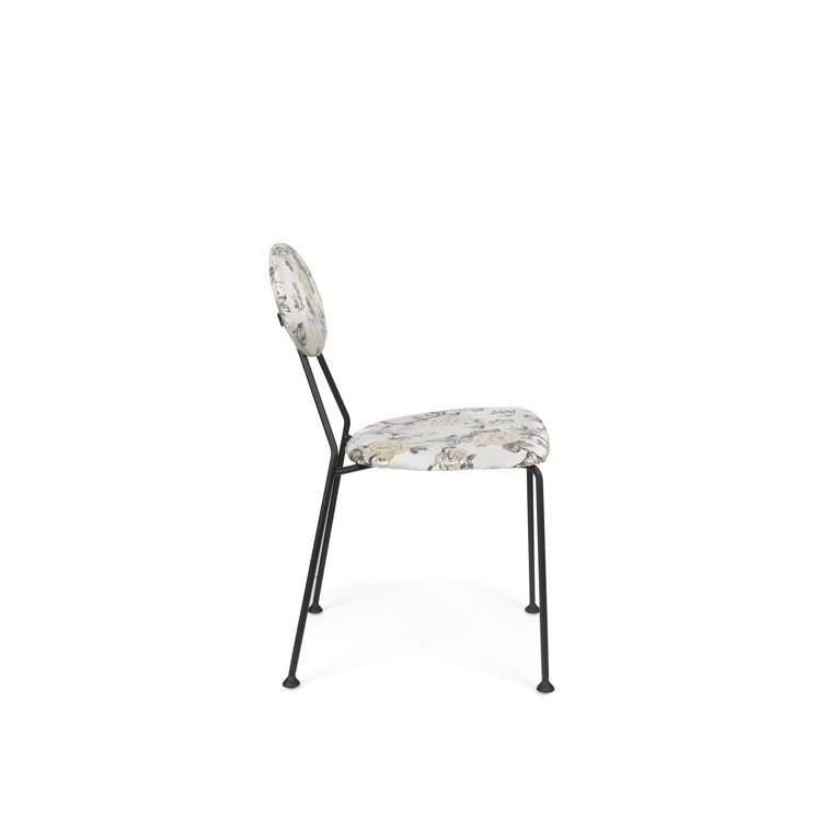 Sleek Black Upholstered Metal-Leg Side Chair Set of 2