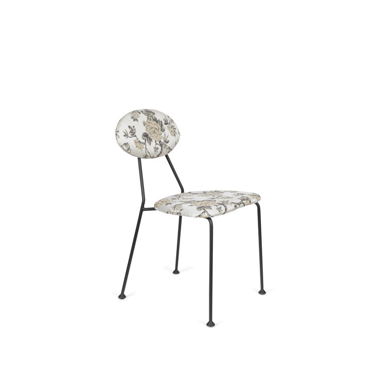 Sleek Black Upholstered Metal-Leg Side Chair Set of 2