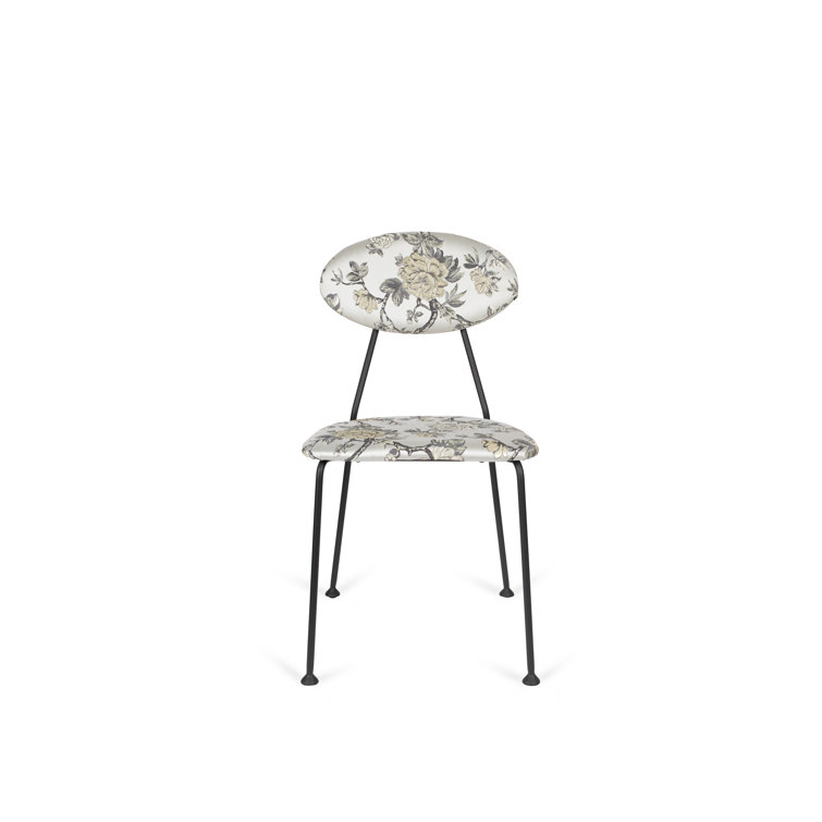 Sleek Black Upholstered Metal-Leg Side Chair Set of 2