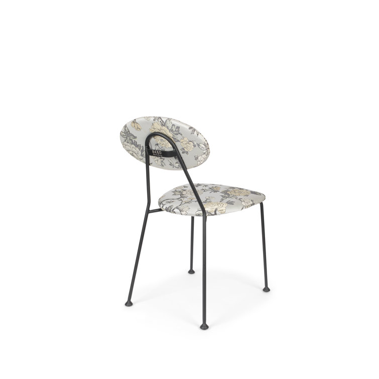 Sleek Black Upholstered Metal-Leg Side Chair Set of 2