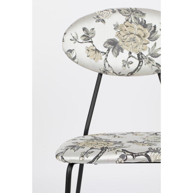 Sleek Black Upholstered Metal-Leg Side Chair Set of 2