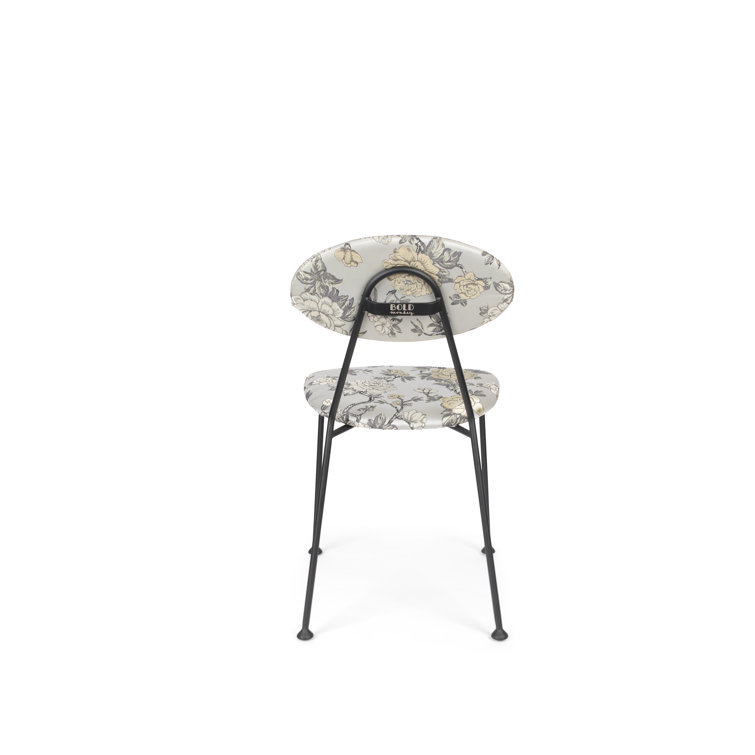 Sleek Black Upholstered Metal-Leg Side Chair Set of 2