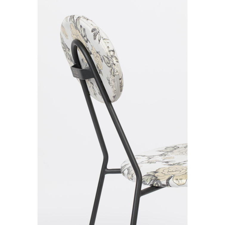 Sleek Black Upholstered Metal-Leg Side Chair Set of 2