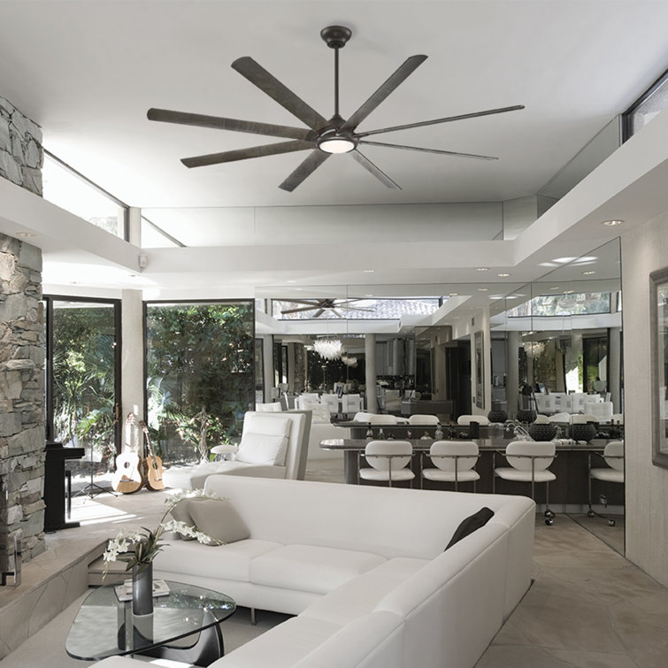 Hydra 96" Matte White Smart Ceiling Fan with LED Light Kit