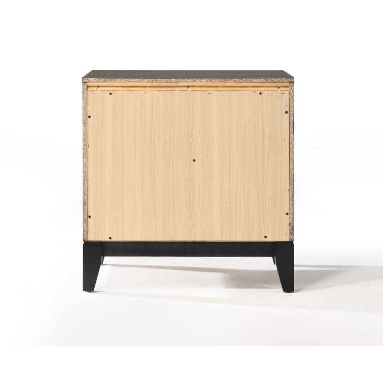 Valdemar 2-Drawer Weathered Gray Nightstand with Brushed Nickel Accents